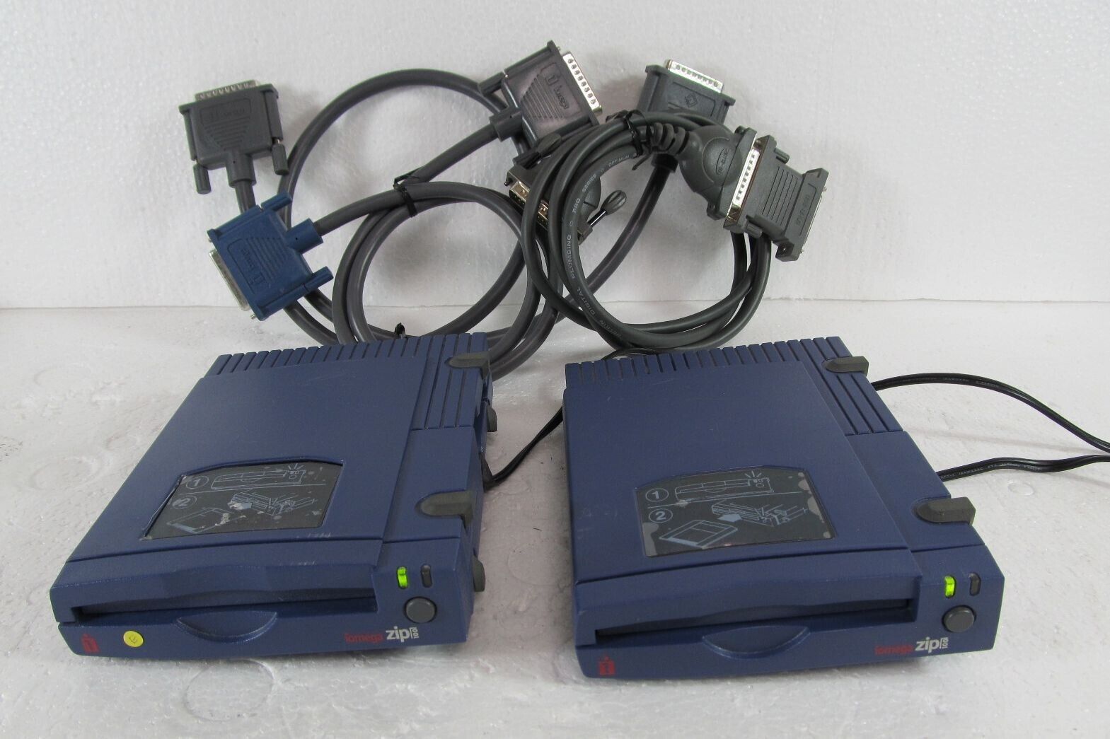 Lot of 2 - Iomega 100MB Zip Drives w/ Power Adapters & Cables - UNTESTED