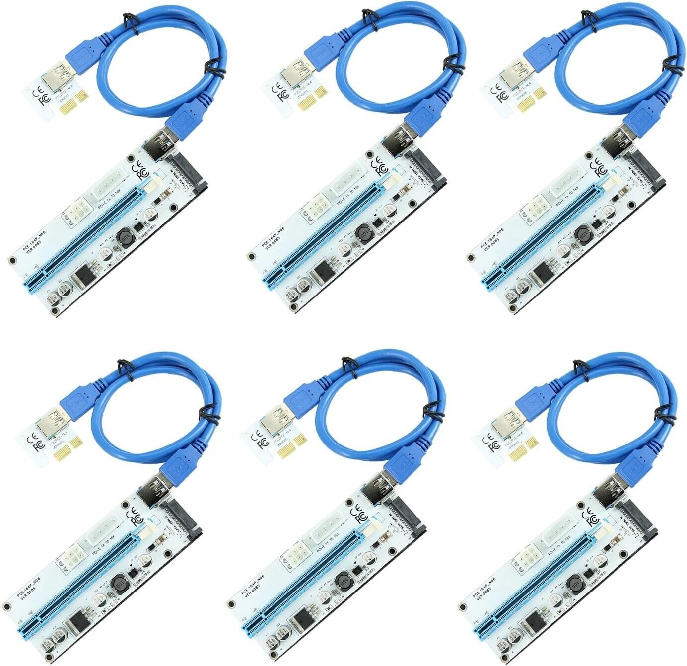 6pk PCI-E Express Cable 1X to 16X Graphics Extension Powered Riser Adapter Card