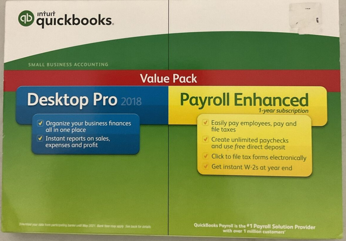 ⚡️Intuit Quickbooks Desktop Pro 2018 Payroll Enhanced CD Set ⚠️ READ DESCRIPTION