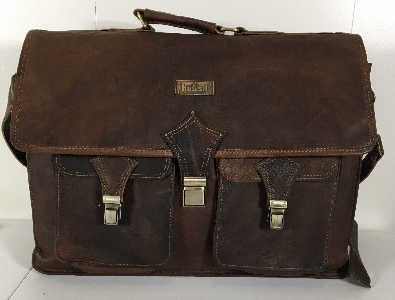  Vintage Handmade Leather Laptop Messenger Bag 18 inch Rustic Brown office Bag 
