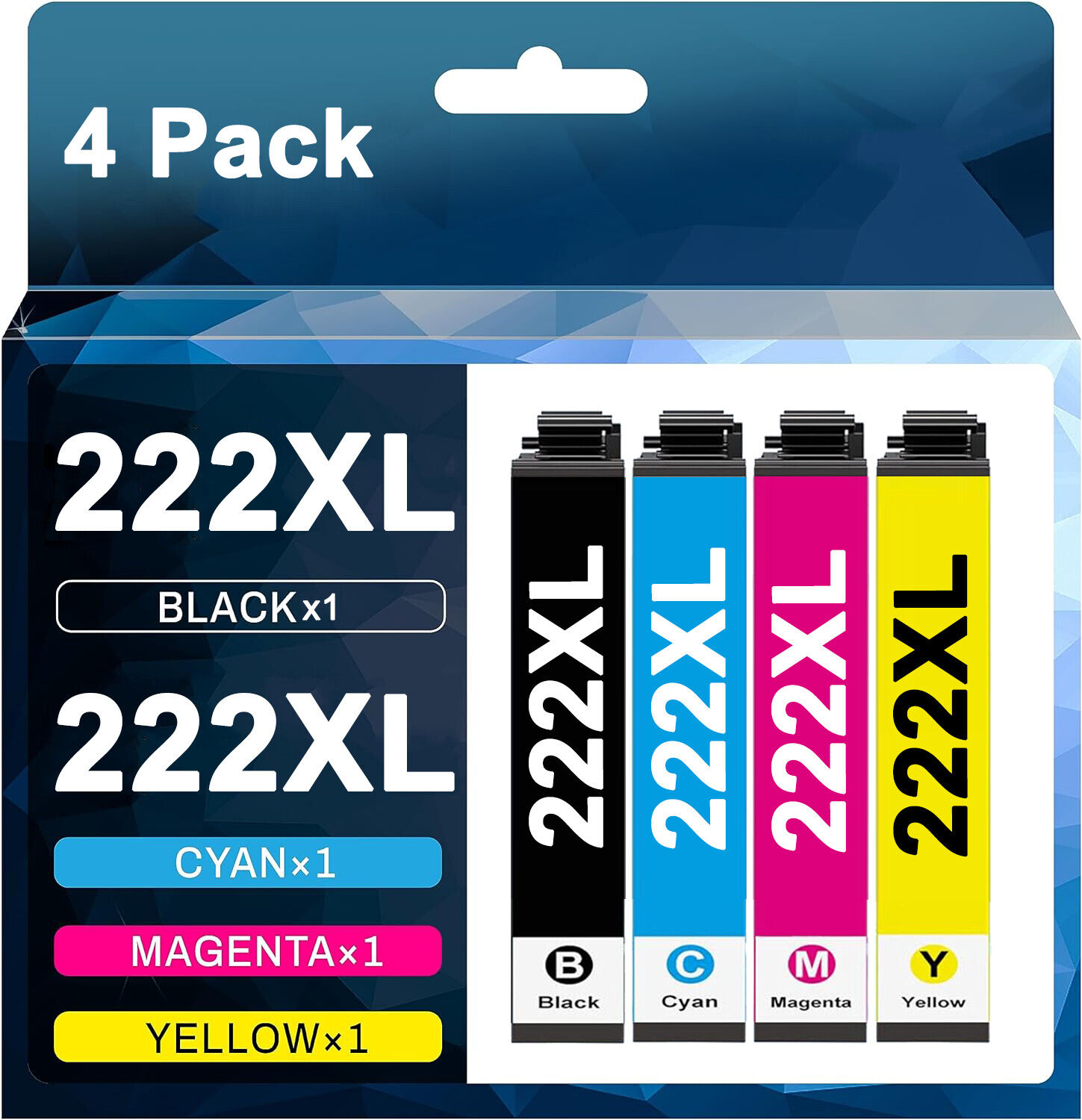 4PK Compatible T222XL 222 XL Black Ink Cartridge for Epson 222 WF-2960 XP-5200