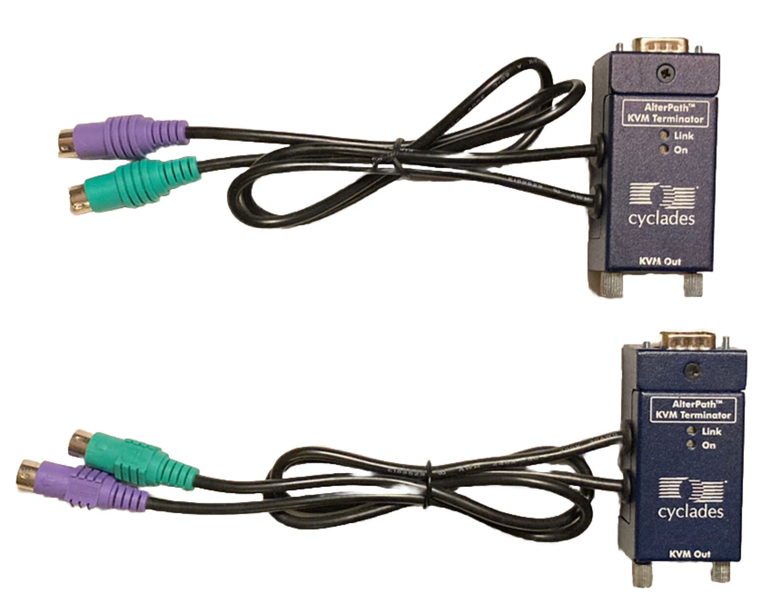 LOT OF 2 — Cyclades AlterPath KVM Terminator Adapters VGA + PS/2 + RJ45 107-A