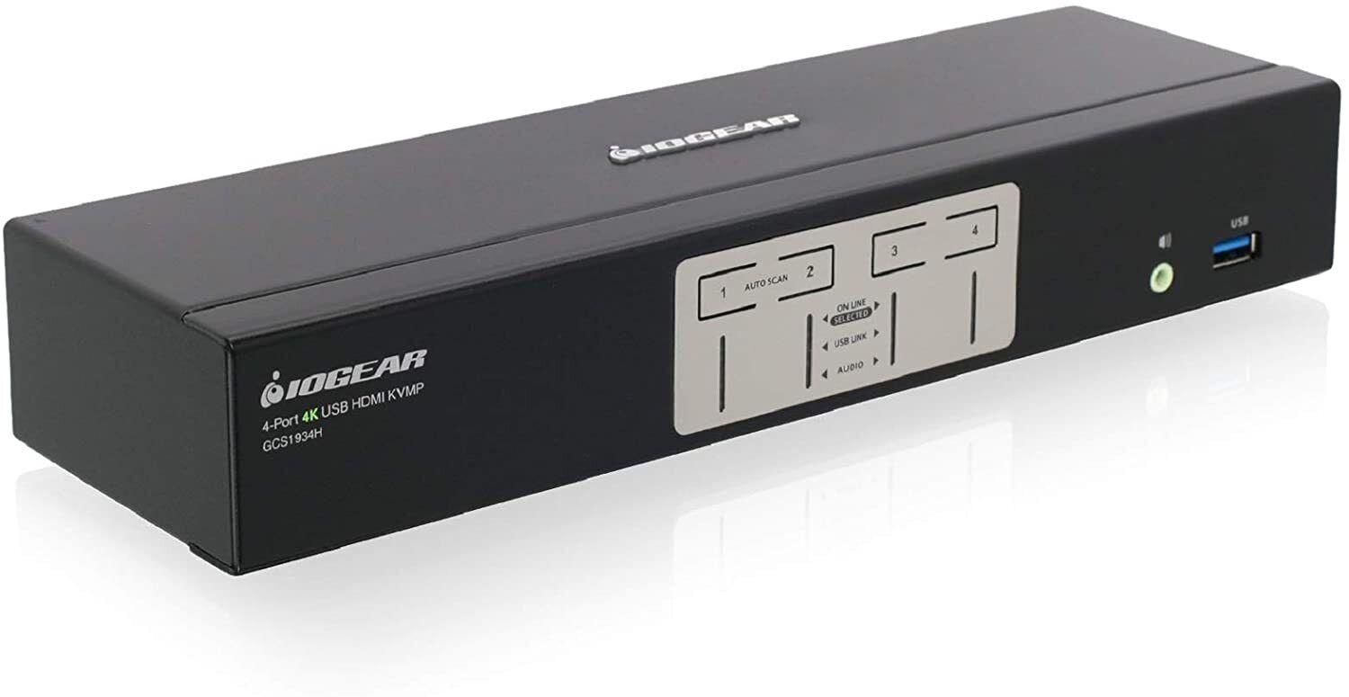 IOGEAR 4-Port 4K KVMP Switch with HDMI Connection, USB 3.0 Hub, and Audio