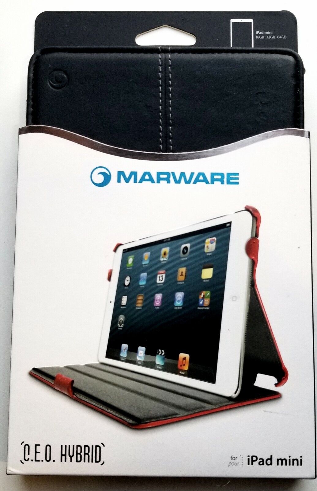  New Marware C.E.O. Hybrid Case for iPad Mini in Black*Genuine Leather Exterior*
