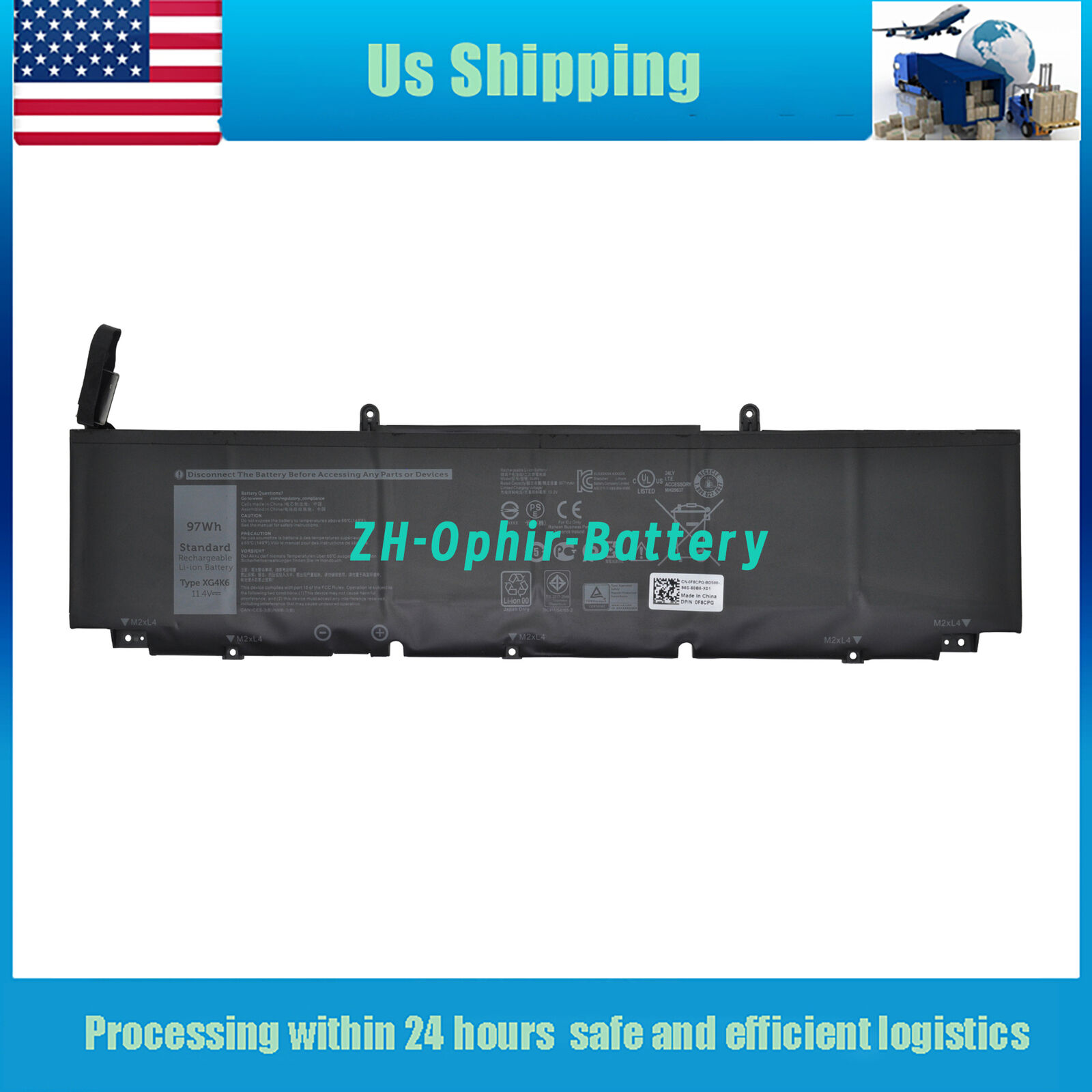 New XG4K6 F8CPG 5XJ6R 01RR3 Battery for Dell XPS 17 9700 Precision 5750 97Wh 