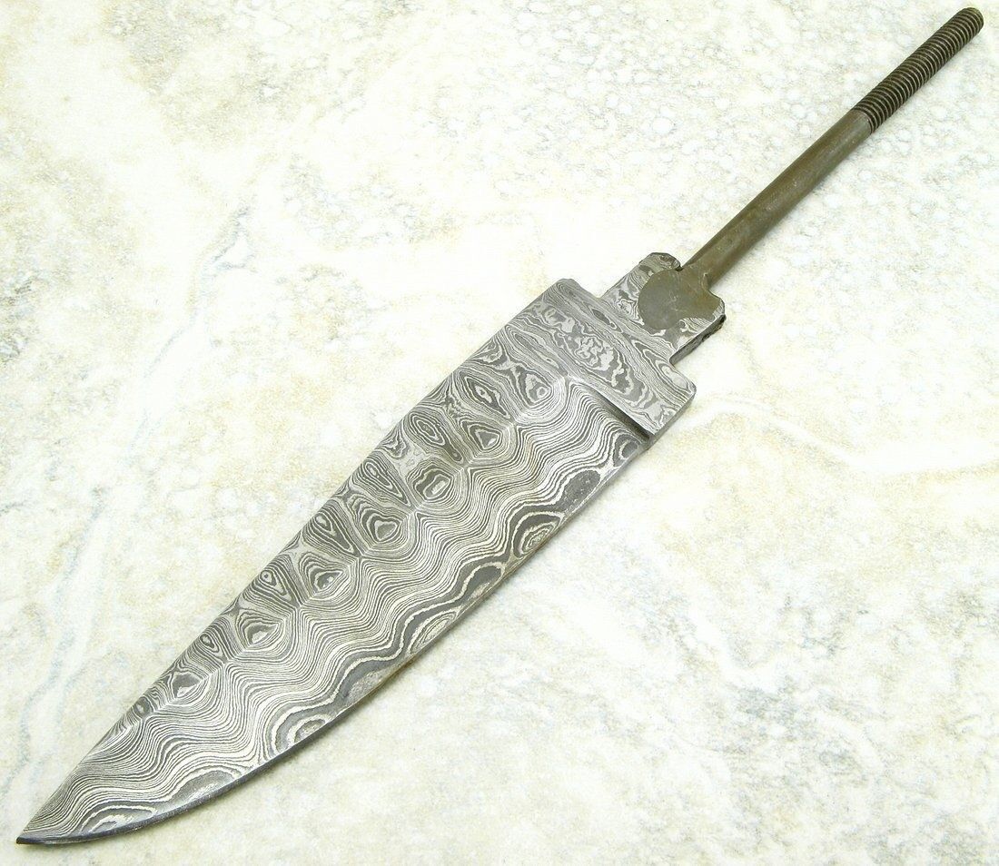 DAMASCUS Skinner Knife Making Blade Blank Clip Point Hunting Hidden Tang Style