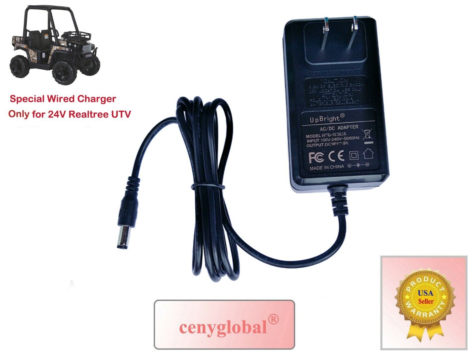 24V AC Power Adapter for Dynacraft Realtree UTV Ride on 4x4 Real Tree Buggy Dyna