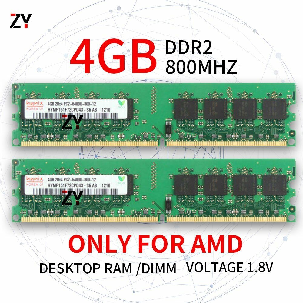 8GB 2x 4GB 2GB 1GB DDR2 2Rx4 PC2-6400 800MHz AMD DIMM Desktop RAM For Hynix Lot