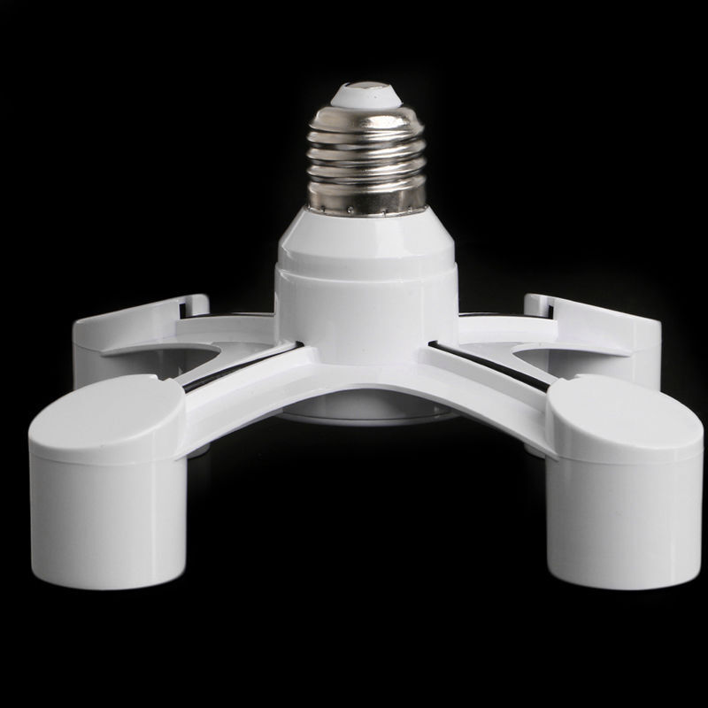 4 In 1 E27 To 4E27 Base Socket Splitter LED Light Lamp Bulb Adapter Holder White