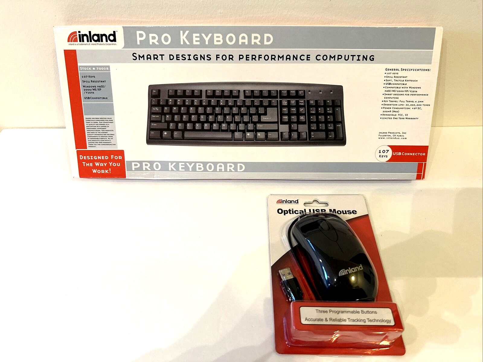 Wireless Pro Keyboard USB 107 Keys Windows & Optical USB Mouse Set - NEW SEALED