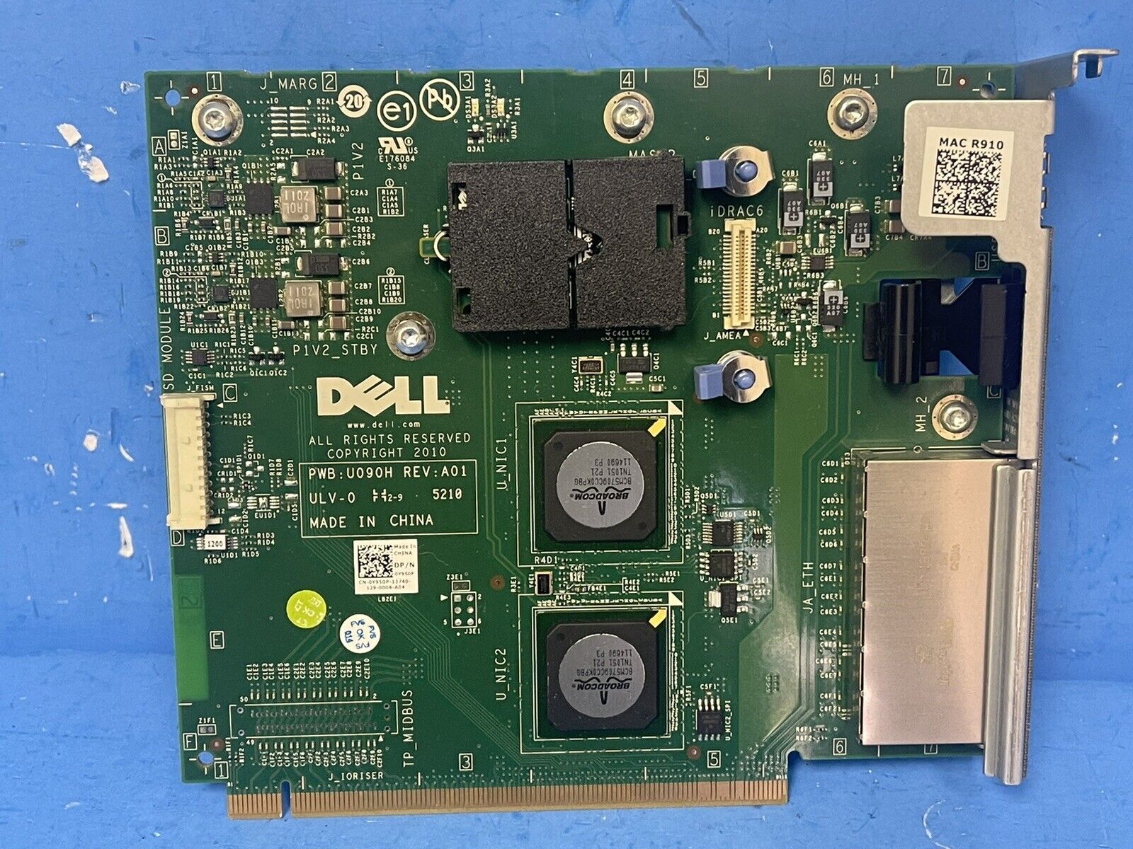 Y950P Dell PowerEdge R910 4-Ports Network 2-Ports USB Riser Board 0Y950P