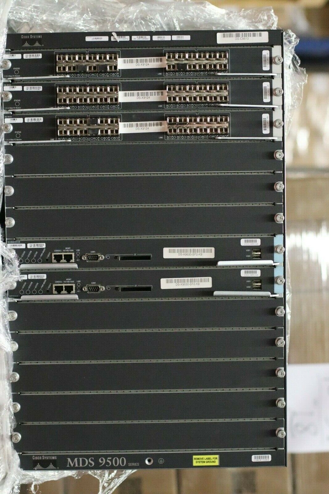 CISCO DS-C9513 MDS 9500 13 SLOT CHASSIS WITH X2-DS-CAC-6000W NO FANS