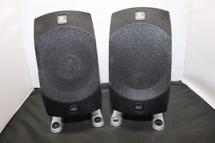 SPEAKERS Logitech THX Set of 2 Two Black and Silver No Cables Both Included