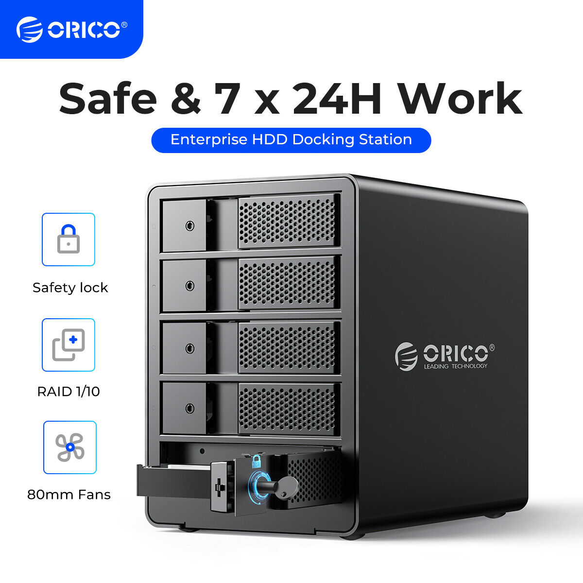 ORICO 5 Bay Raid USB3.0 to SATA External Hard Drive Enclosure for 3.5\'\' HDD LOT