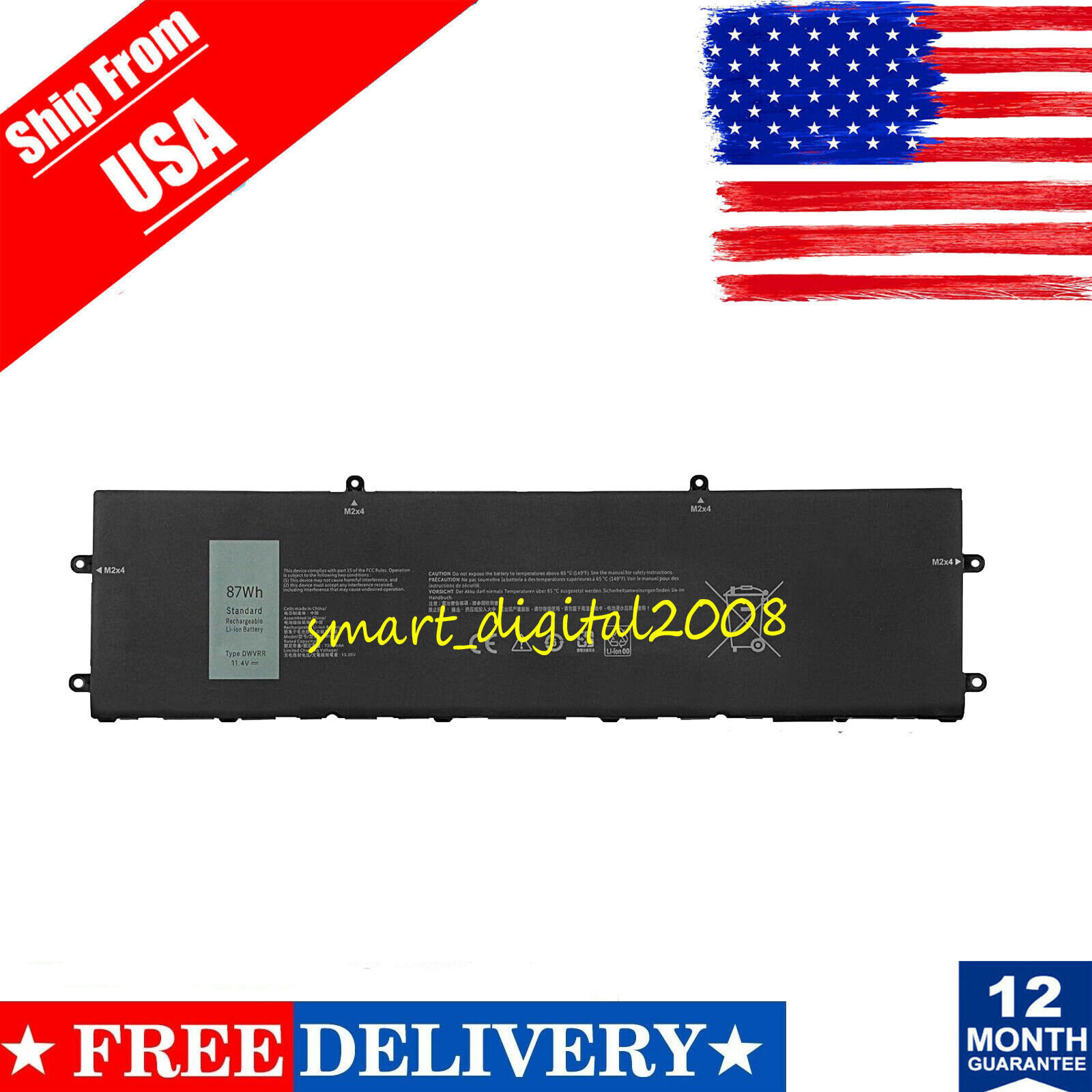 New laptop battery DWVRR for  Alienware x15 R1 R2 Series 817GN 0817GN NR6MH USA