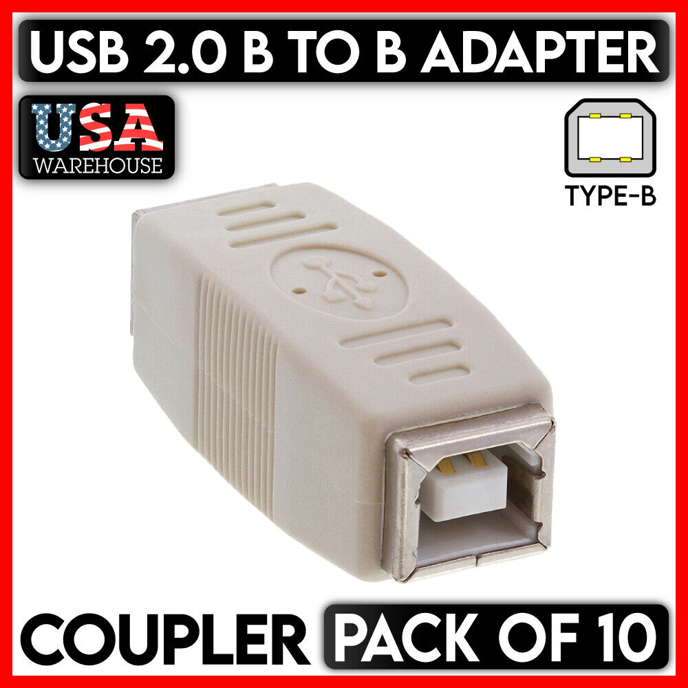 10PCS USB Printer Coupler USB 2.0 Type B to B Female to Female Adapter Connector