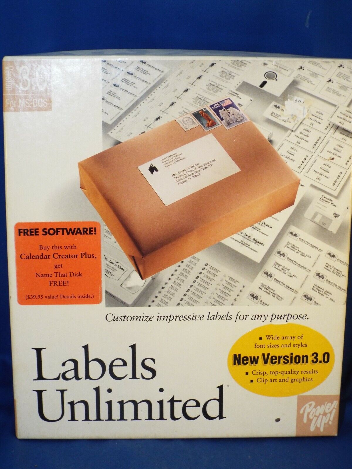Vintage Power Up Labels Unlimited 3.0 Software 5.25 & 3.5 Disks