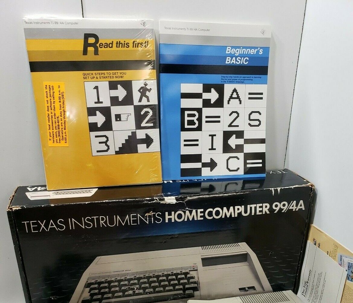 Texas Instruments TI-99/4A Home Computer in Original Box 1983 With Cords NOS