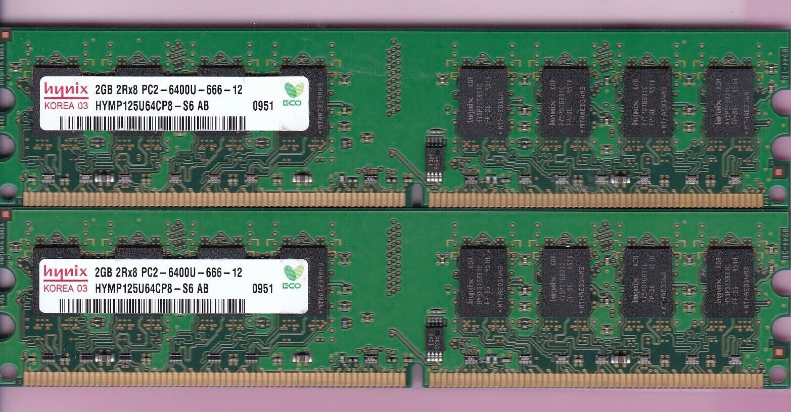 4GB 2x2GB PC2-6400 DDR2-800 HYNIX HYMP125U64CP8-S6 AB Ram Memory Kit Desktop