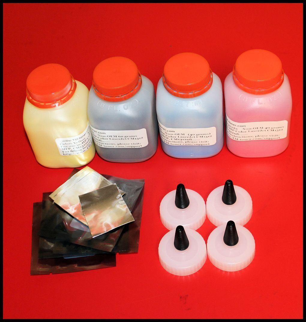 4 color toner refill kit w chip for HP Color LaserJet CP1025nw, 100 MFP M175nw