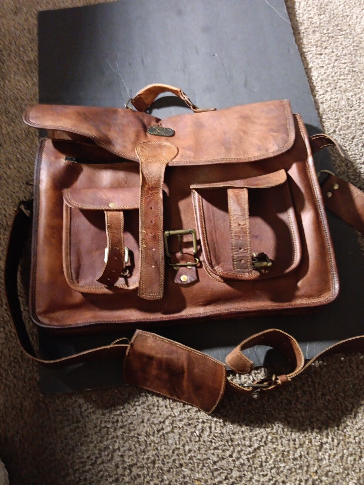 Cuero 16 Inch Vintage Leather Laptop Messenger Bag Office Briefcase