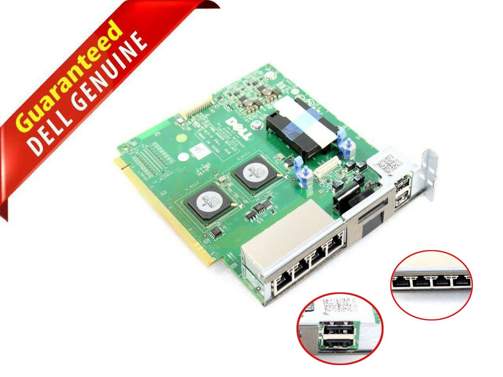 Dell - Y950P 4 Port Network 2 Port Riser Board For PowerEdge R910 W/ DRAC 6 Card