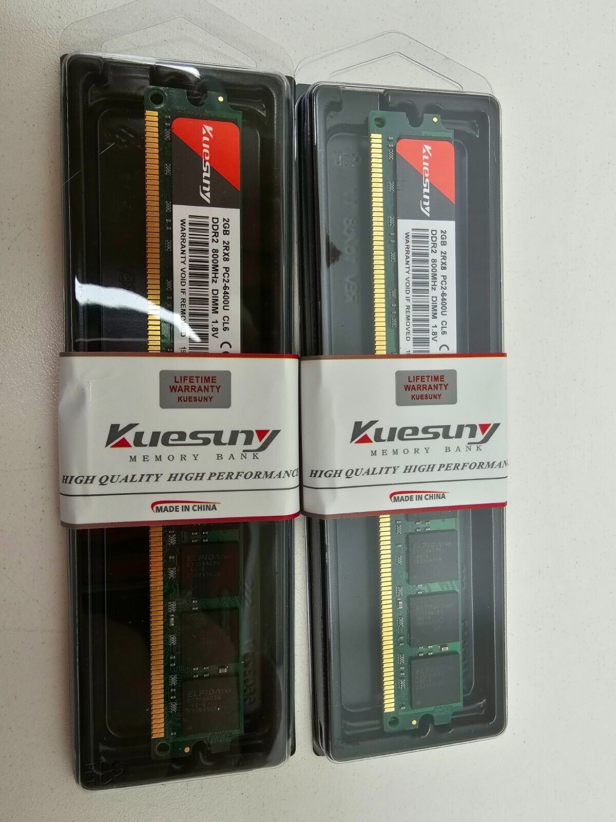 New open box Kuesuny 4GB 2x 2GB RAM 2RX8 PC2-6400U CL6 DDR2 800MHz DIMM 1.8v
