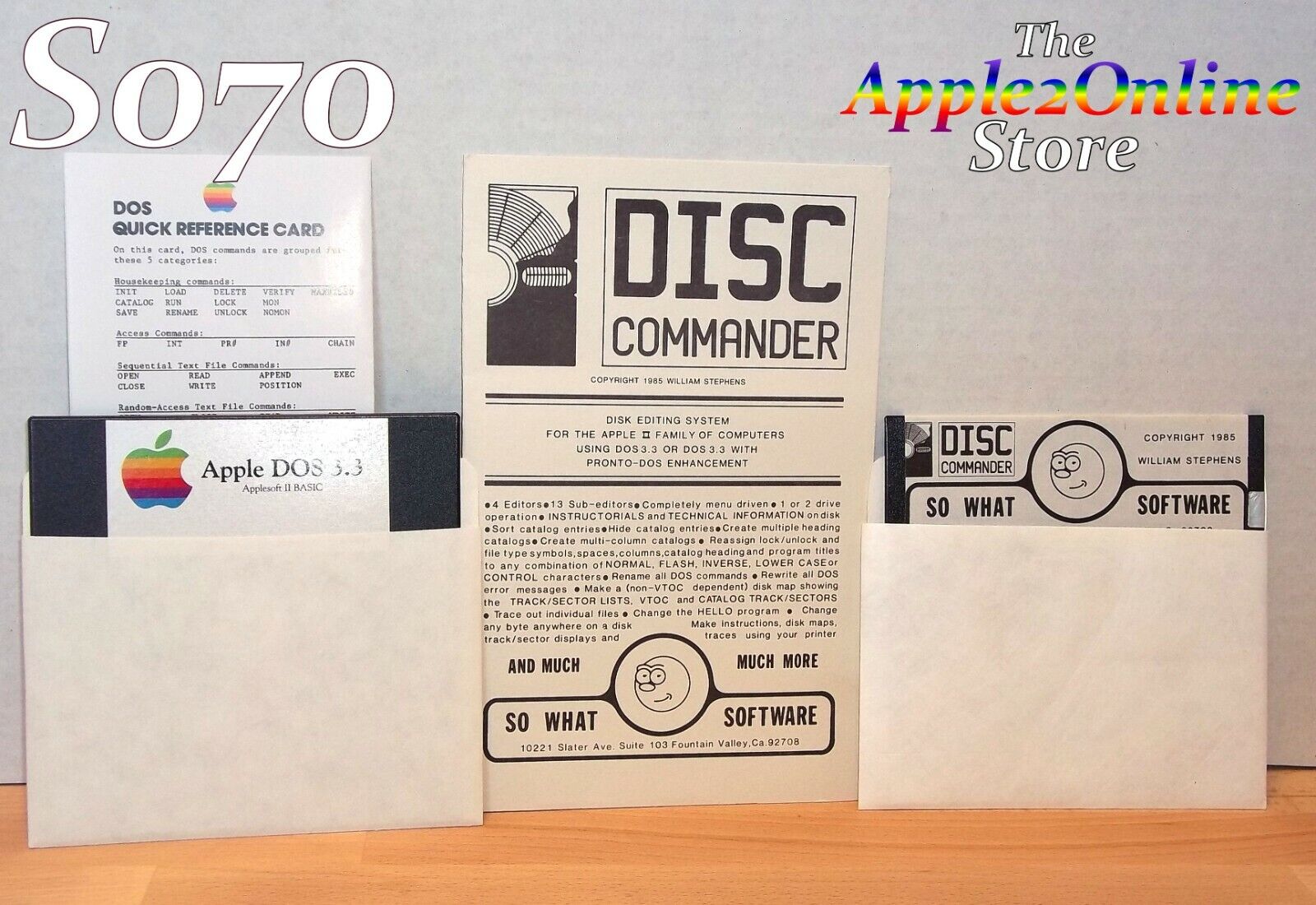 ✅ 🍎 Disc Commander NOS + Apple DOS 3.3 & Quick Reference Card Combo