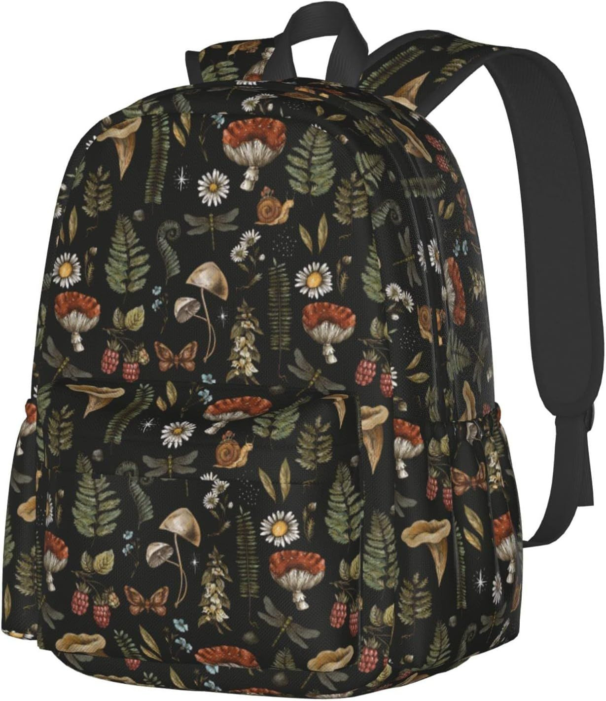SUPLUCHOM School Backpack Vintage Magic Mushroom Leaf Forest Casual A012 