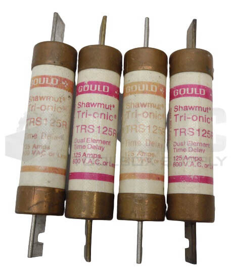LOT OF 4 GOULD SHAWMUT TRS125R DUAL ELEMENT TIME DELAY CLASS RK5 FUSE 600V