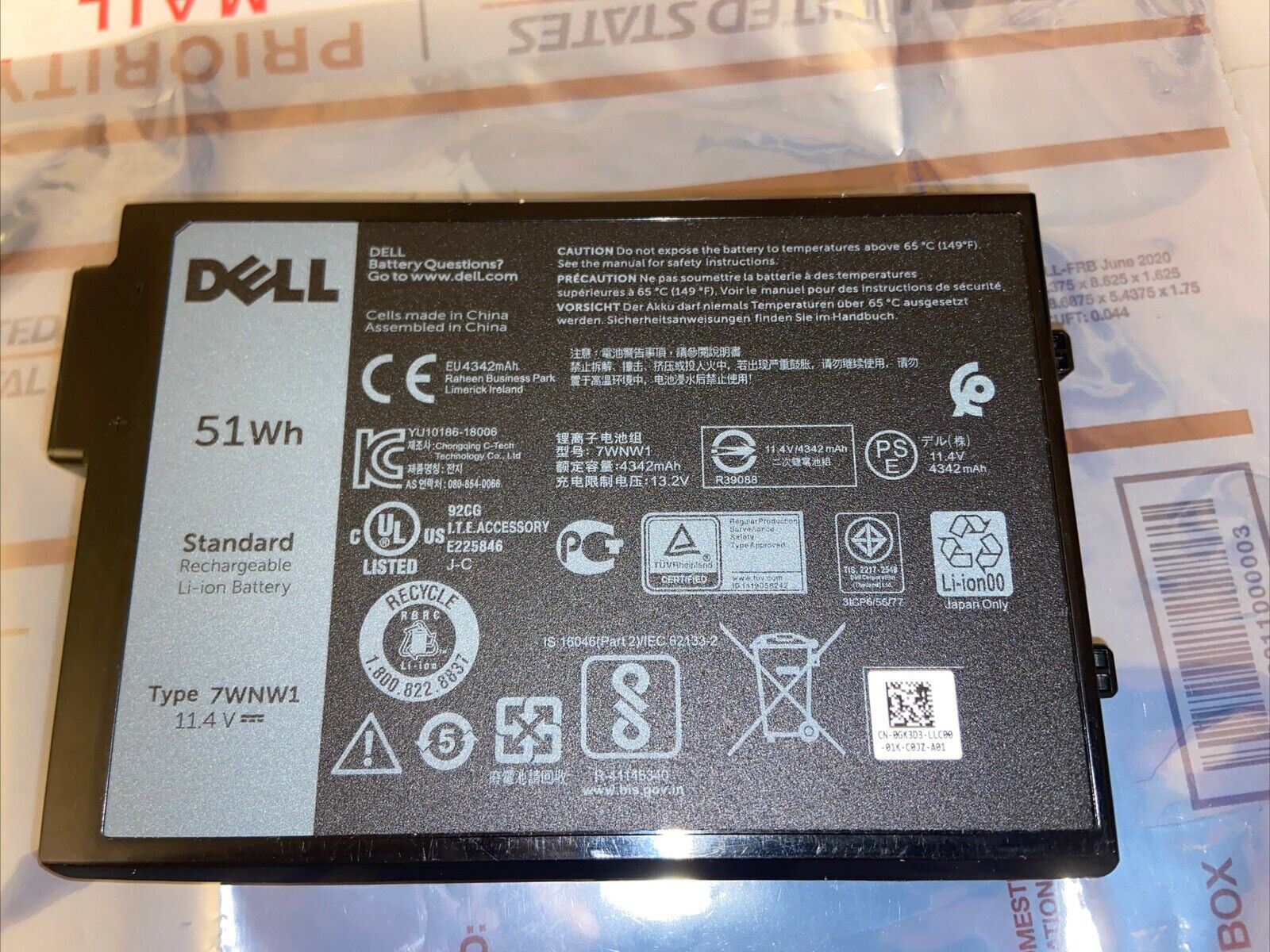 OEM Genuine Dell Latitude 5420 5424 7424 Rugged 11.4V 51Wh Battery 06JRCP 7WNW1