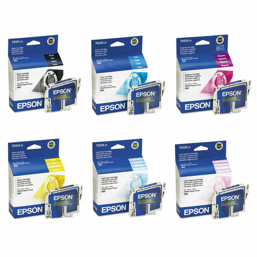 6 Pack Genuine Epson 33 T033 Ink for Stylus Photo 960