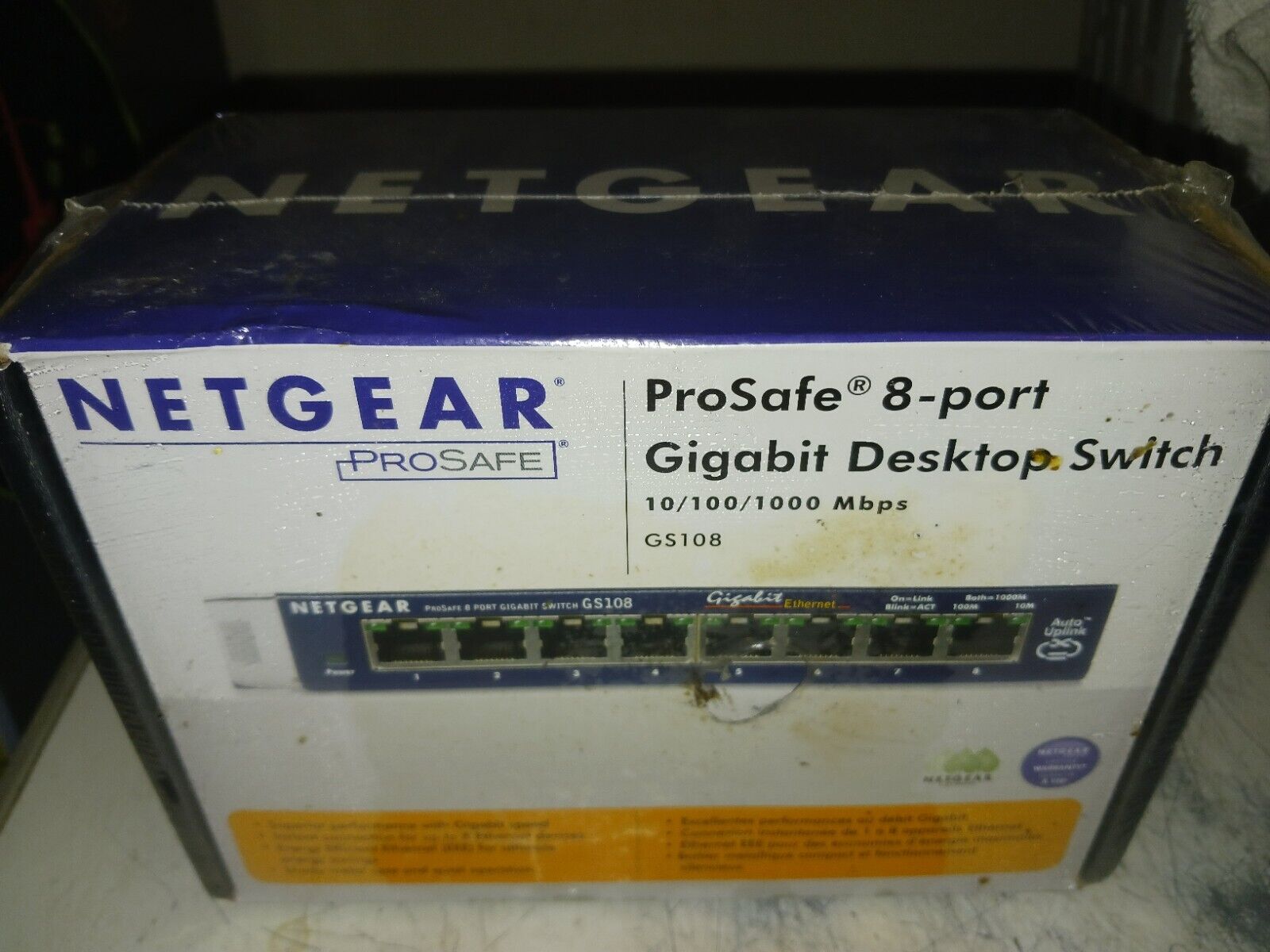 New Netgear Prosafe 8 Port Gigabit Desktop Switch GS108NA