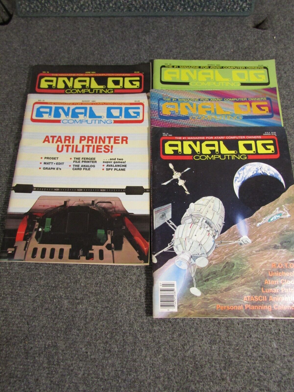Analog Computing Magazine ~ The Magazine for Atari Computer Owners ~ Lot of 5