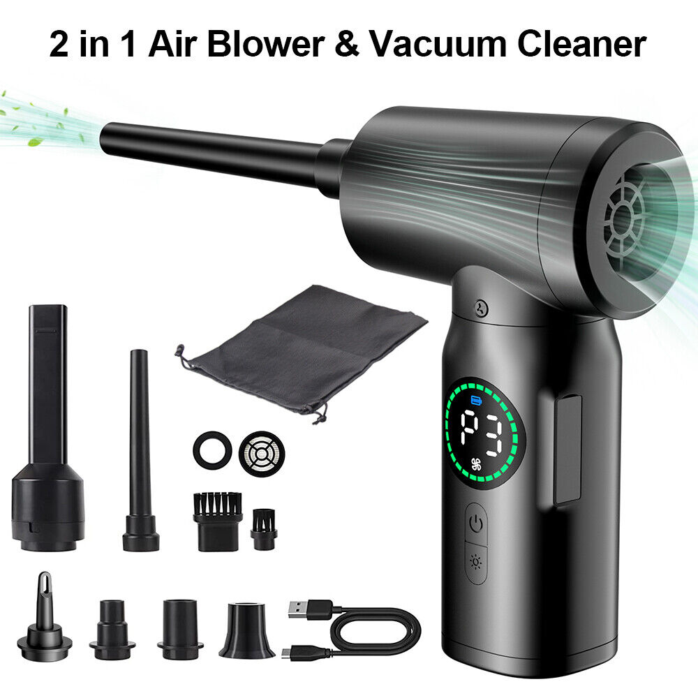 100000RPM Cordless Electric Air Duster Blower Vacuum Cleaner High Power with LED