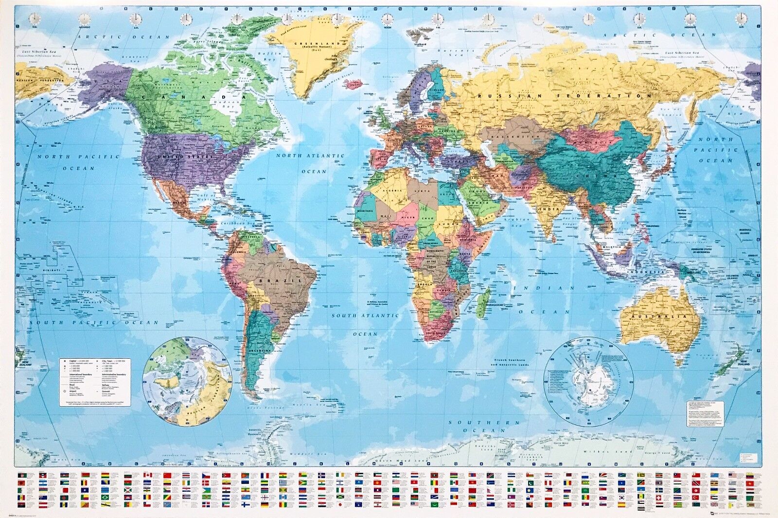 (LAMINATED) MAP OF THE WORLD POSTER 61x91cm LARGE FLAGS PICTURE PRINT ART TRAVEL