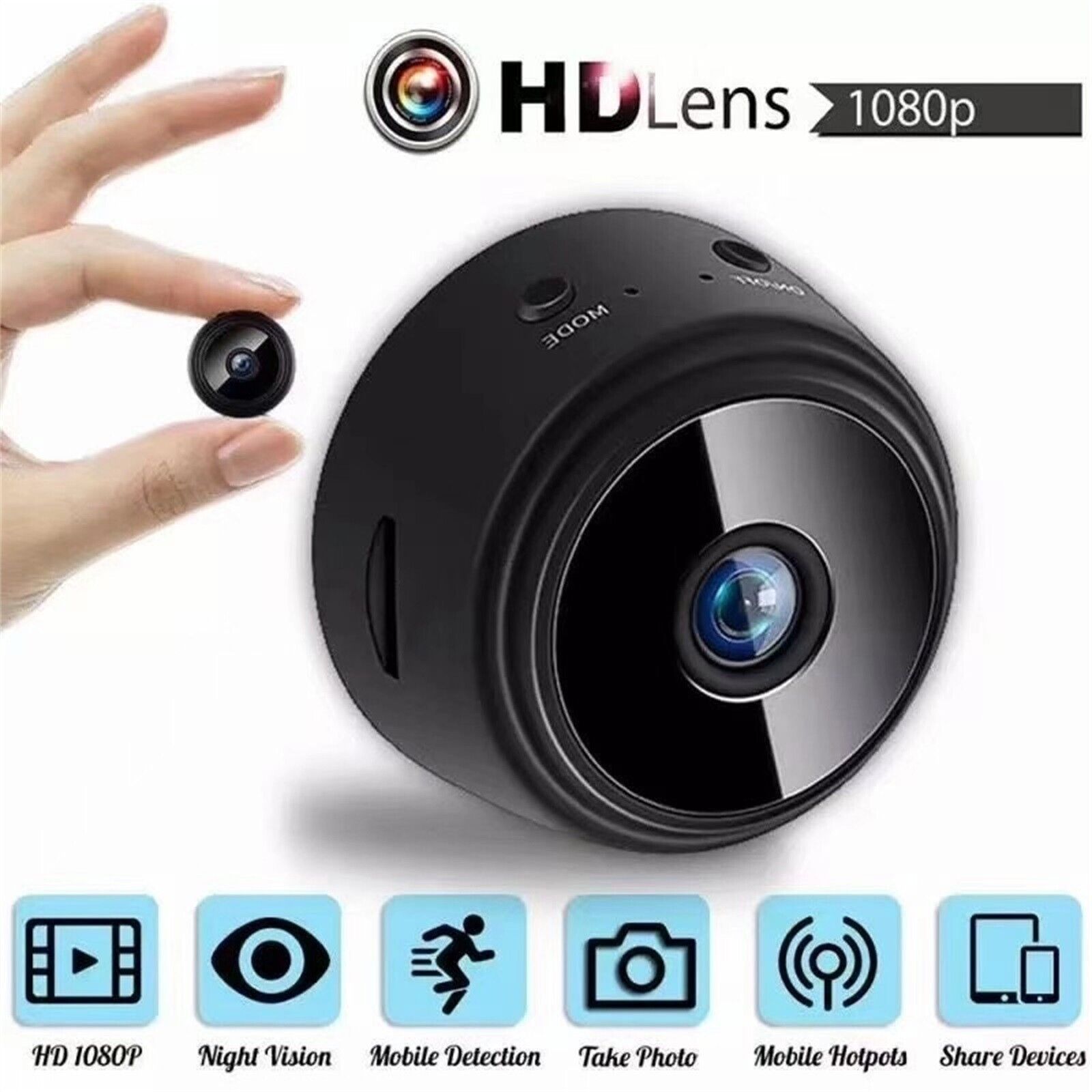 1080P Wifi Security Camera Detects Cam HD Motion Night Wireless A9 Webcam