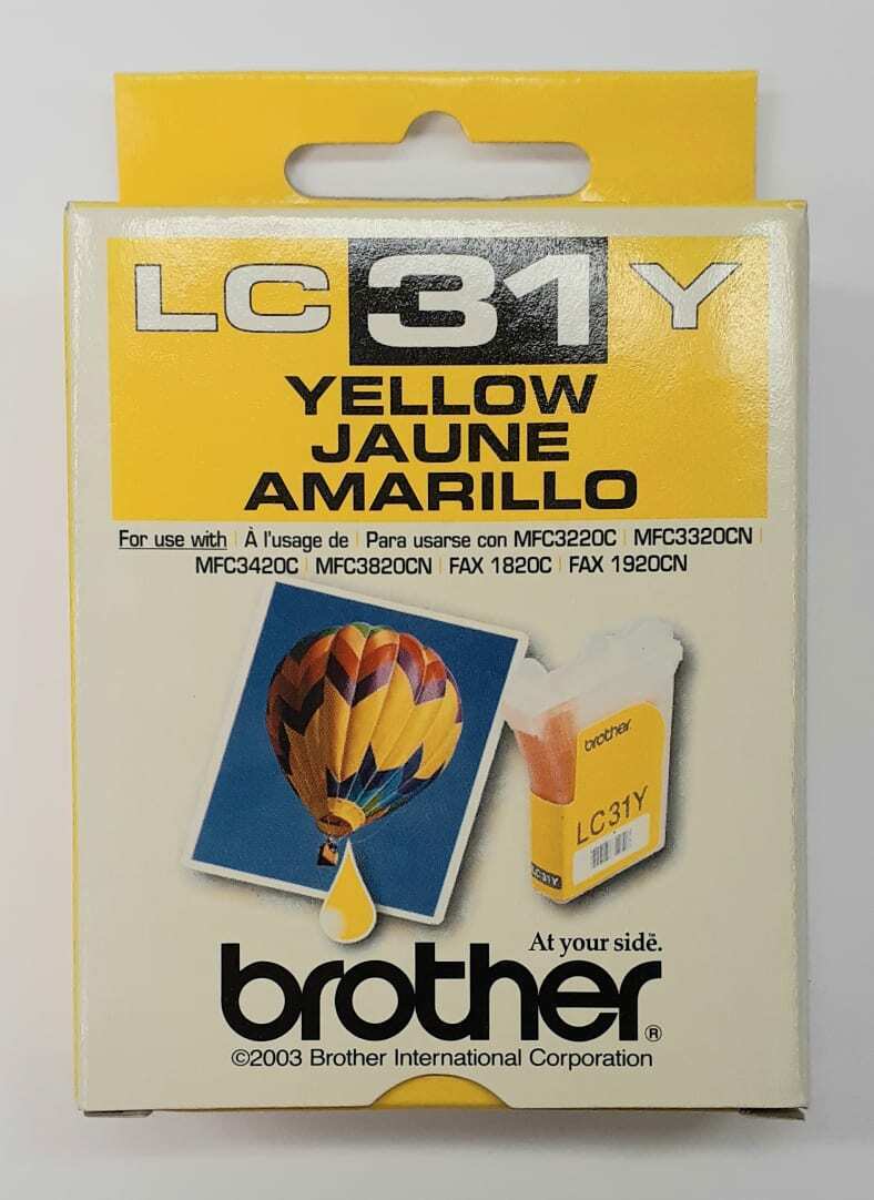 Genuine Brother LC31Y Yellow Ink Cartridge -Sealed New Old Stock- Exp. 2006-07