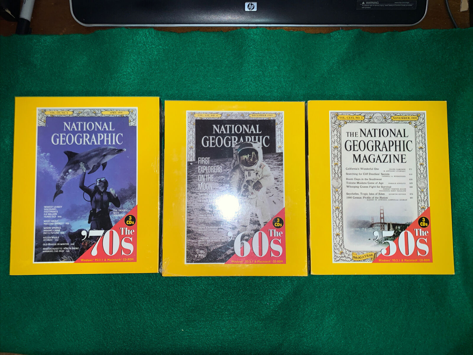 National Geographic Magazine: CD-ROM 3-Disc Win 95/98/Mac Lot: 1950’s,60’s,70’s