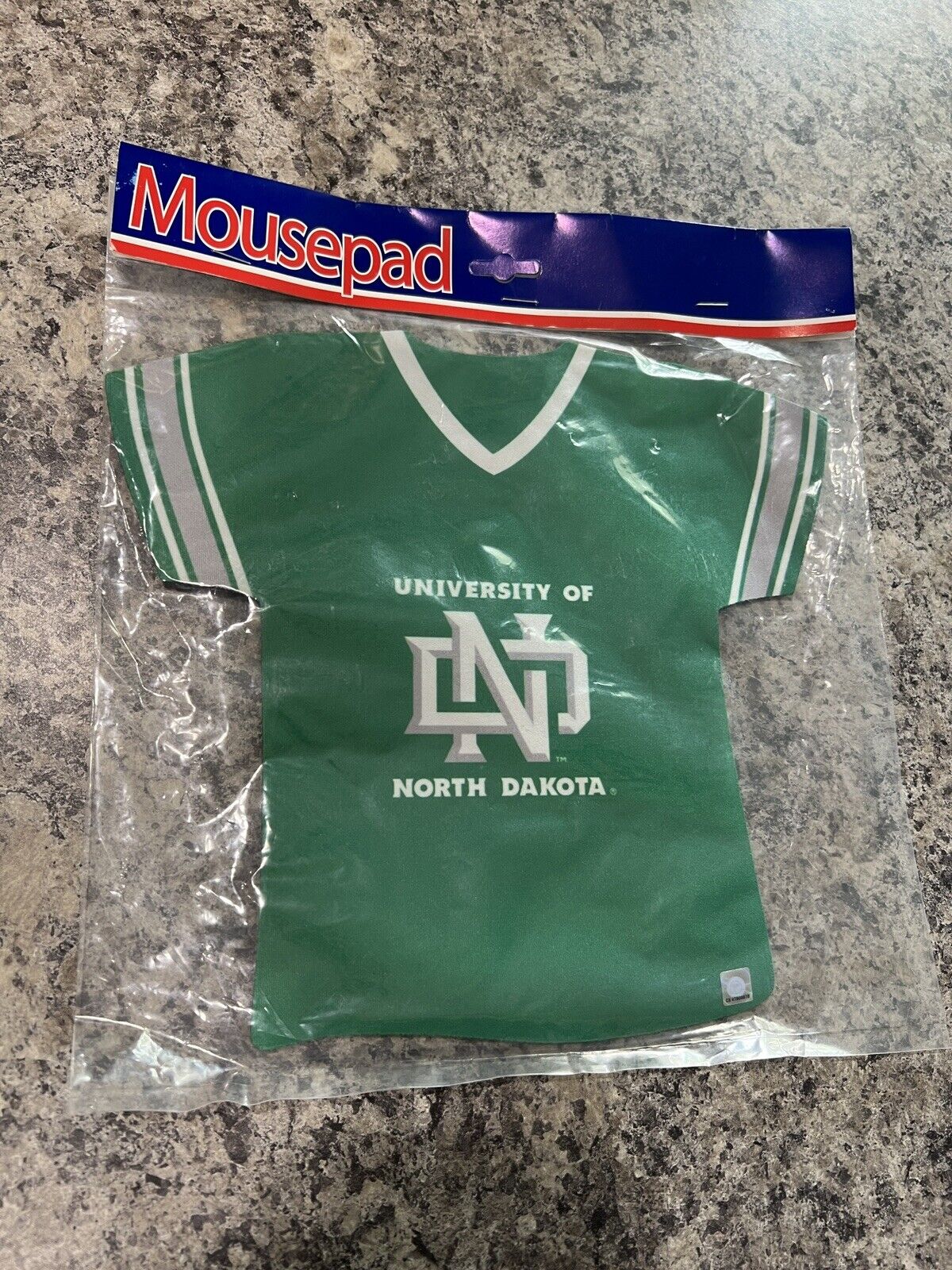 Brand New University Of North Dakota Green/White Jersey Shape Mousepad Non-Slip