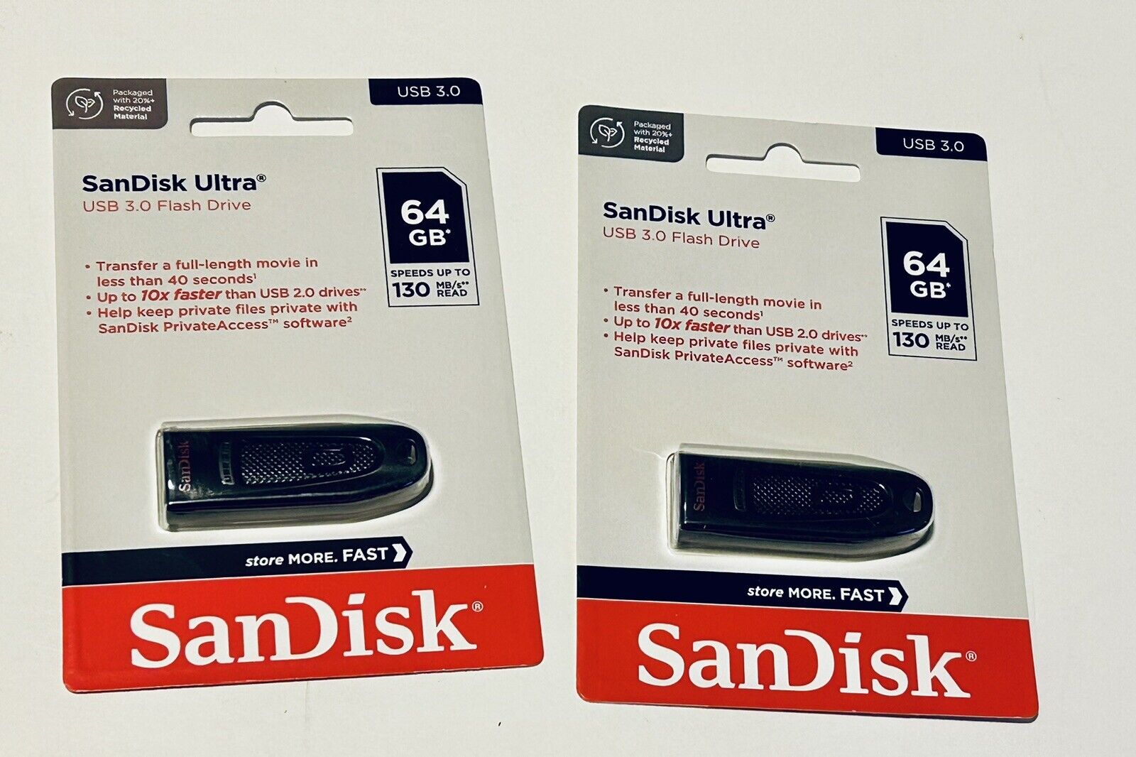 (2) SanDisk 64GB Ultra USB 3.0 Flash Drives SDCZ48-064G-U46, BN