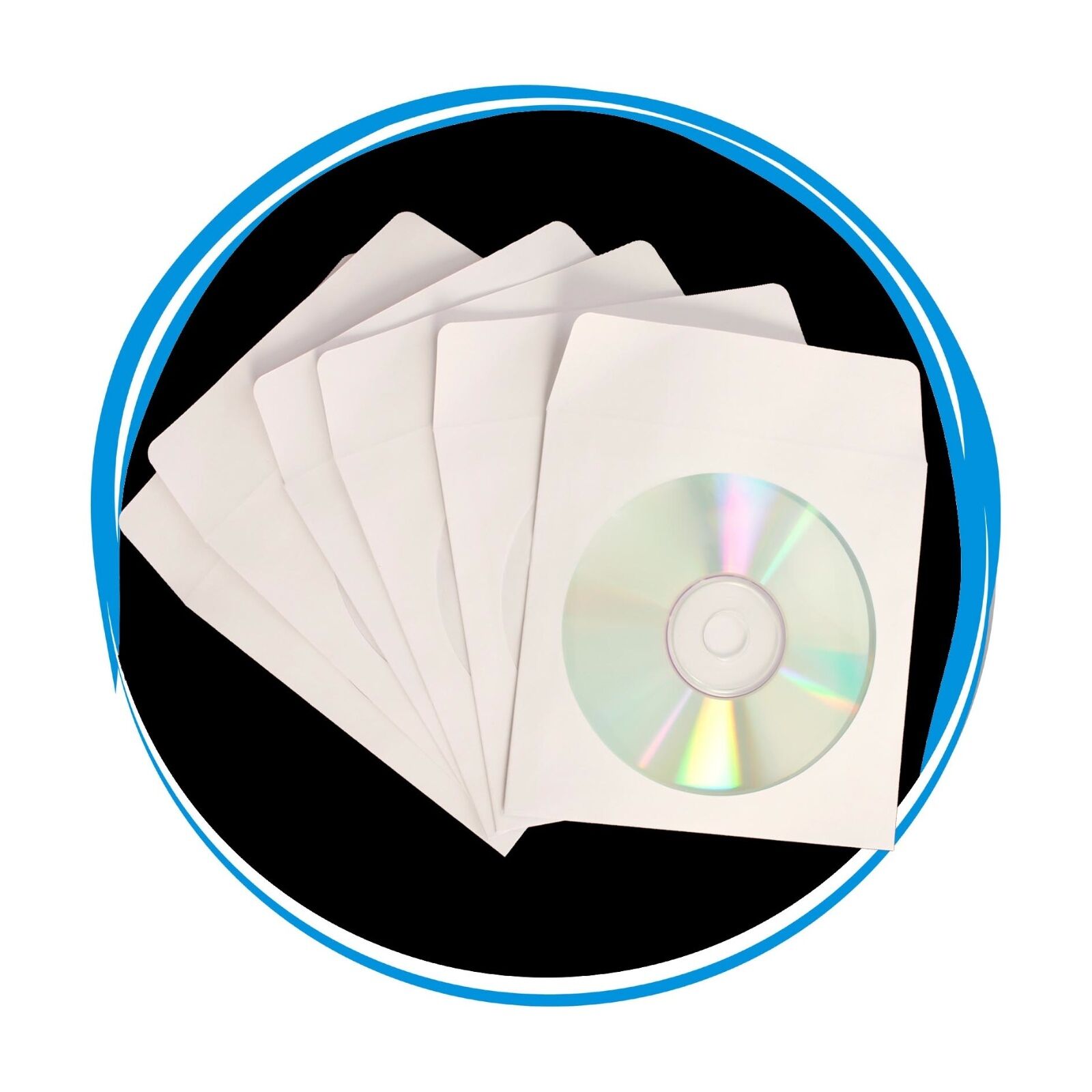 1000 CD DVD White Paper Sleeve with Clear Window and Flap Envelopes 80g
