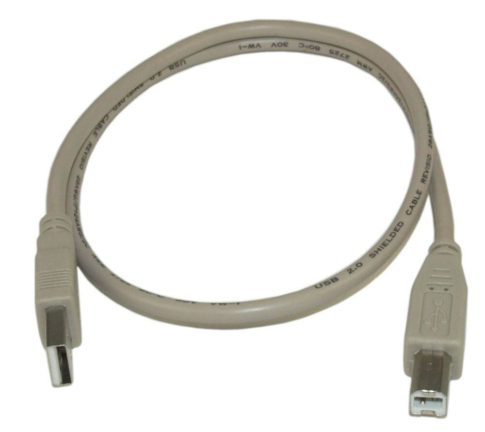 2ft USB 2.0 Certified 480Mbps Type A Male to B Male Cable  Beige