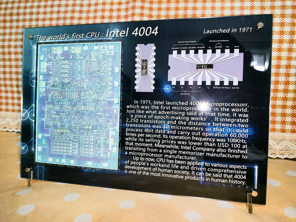 Vintage Rare Intel P4004 + Die CPU Art Decorative Frame For Museum Exhibition