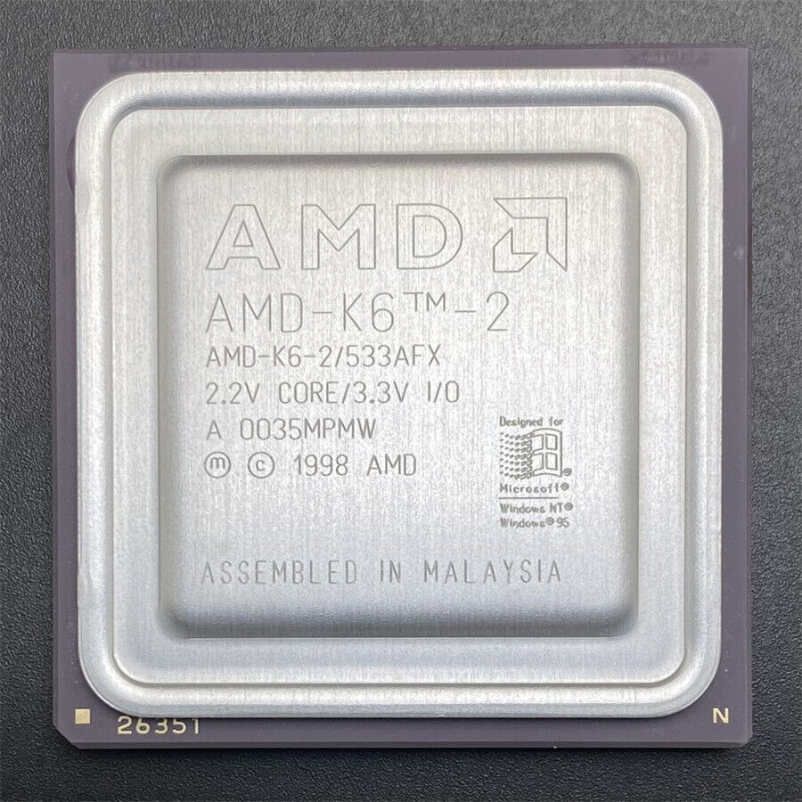 AMD K6-2/533AFX CPU Desktop 533MHz 2.2V x86 32bit Socket7 Processor 97MHz-Bus