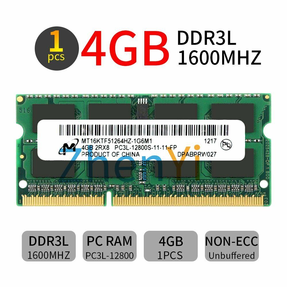 4GB 2GB DDR3L PC3L-12800S 1600MHz 2Rx8 1.35V Intel SO-DIMM RAM Memory For Micron