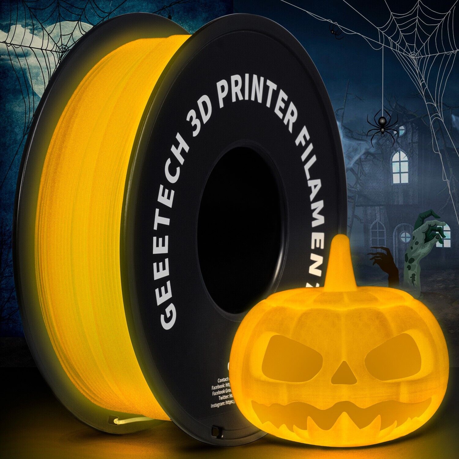 Geeetech 1.75mm Luminous 3D Printer Filament PLA 1kg Yellow Glow in the Dark NEW