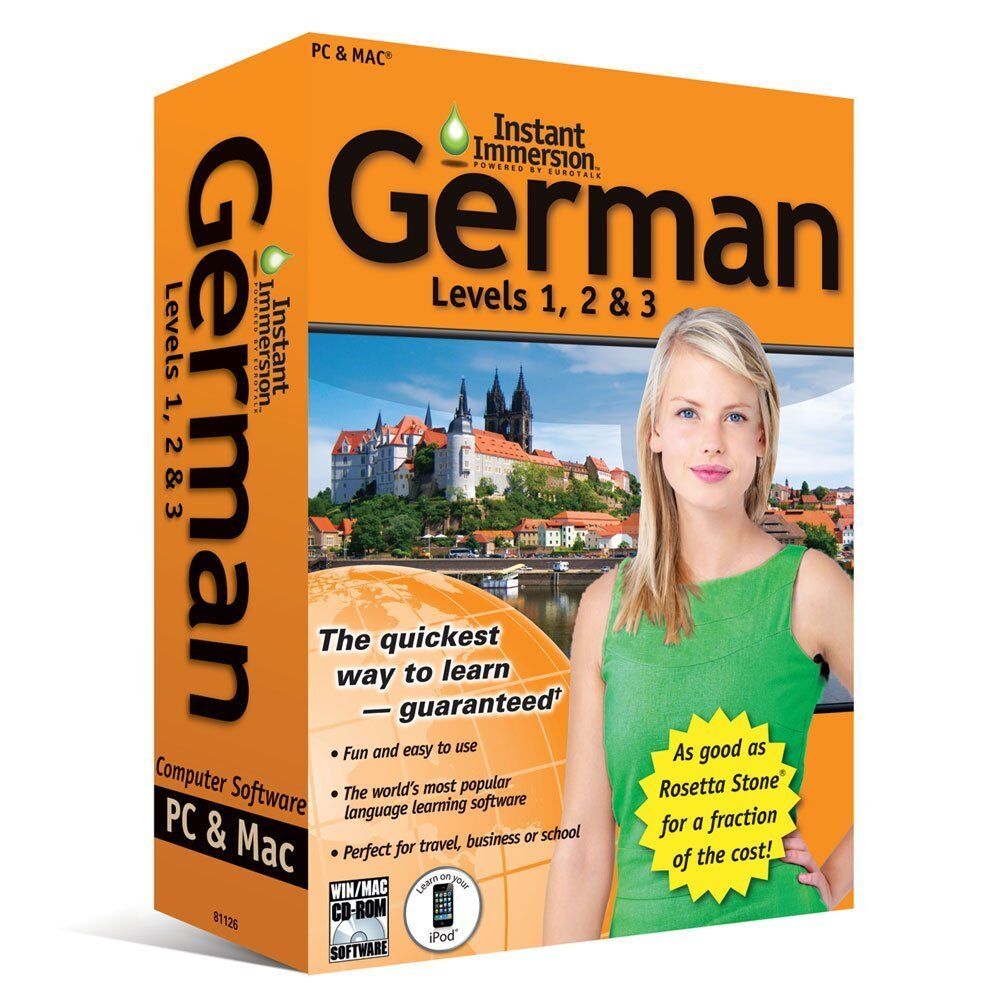 Learn How To Speak German With Instant Immersion Levels 1-3 Retail Box