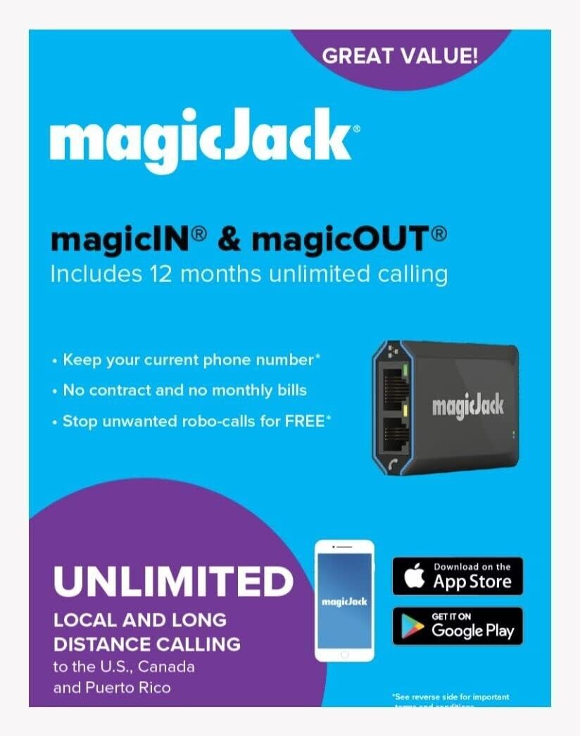 MagicJack Magic In & Magic Out VoIP - Brand New Sealed Retail Box.
