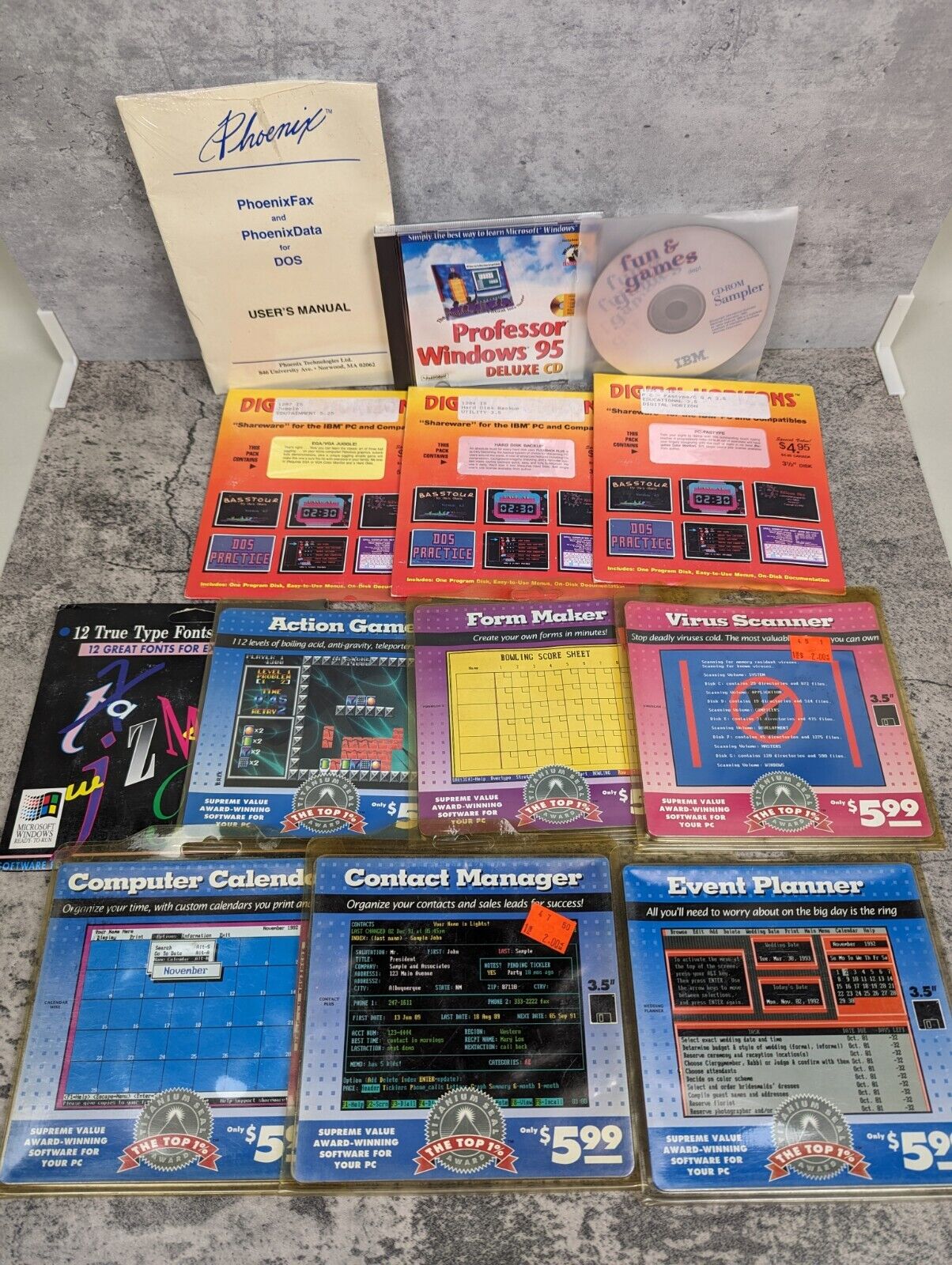Vintage Computer IBM PC DOS EGA VGA Floppy Disk Software Lot of 13 NOS